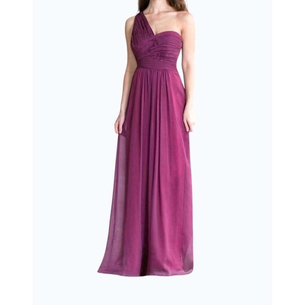 Alfred Angelo One-Shoulder Purple Chiffon Bridesmaid/Prom/Formal Dress Size 6